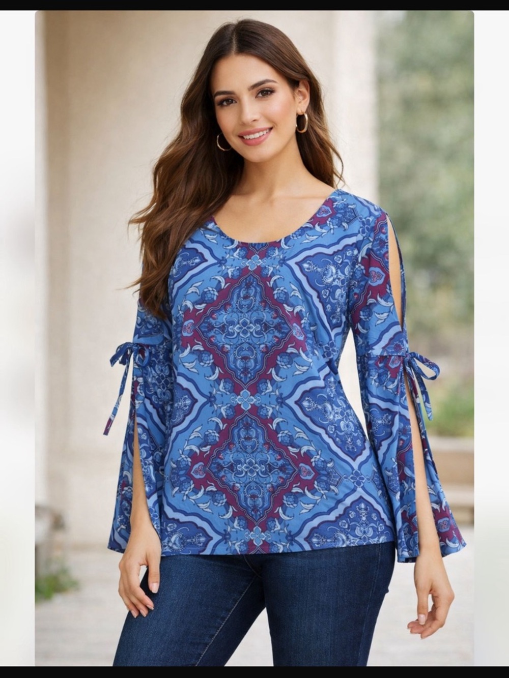 Octavia Bell Sleeve 70s Style Tunic Blouse